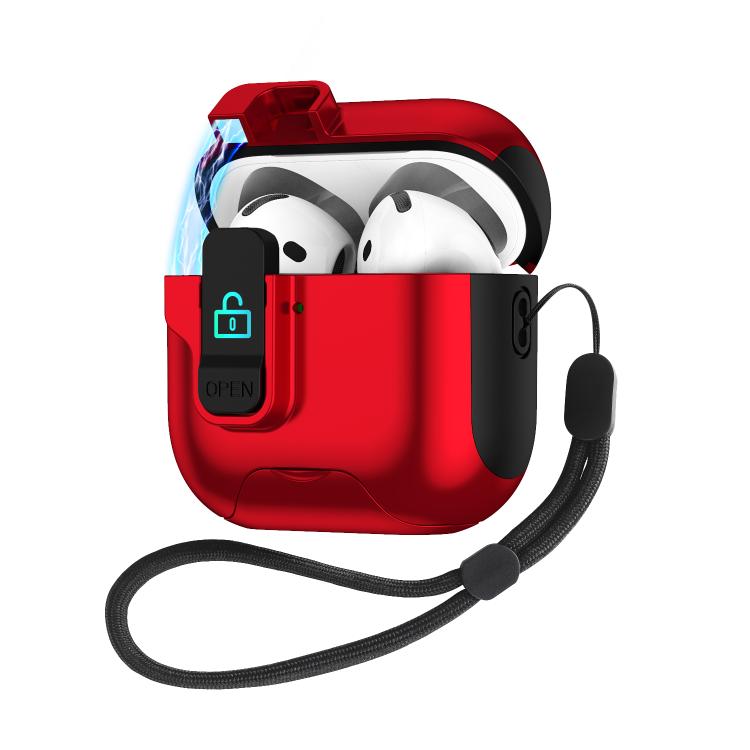 For AirPods 4 Automatic Pop-up Cover Holder Earphone Case with Switch Lock(Red)