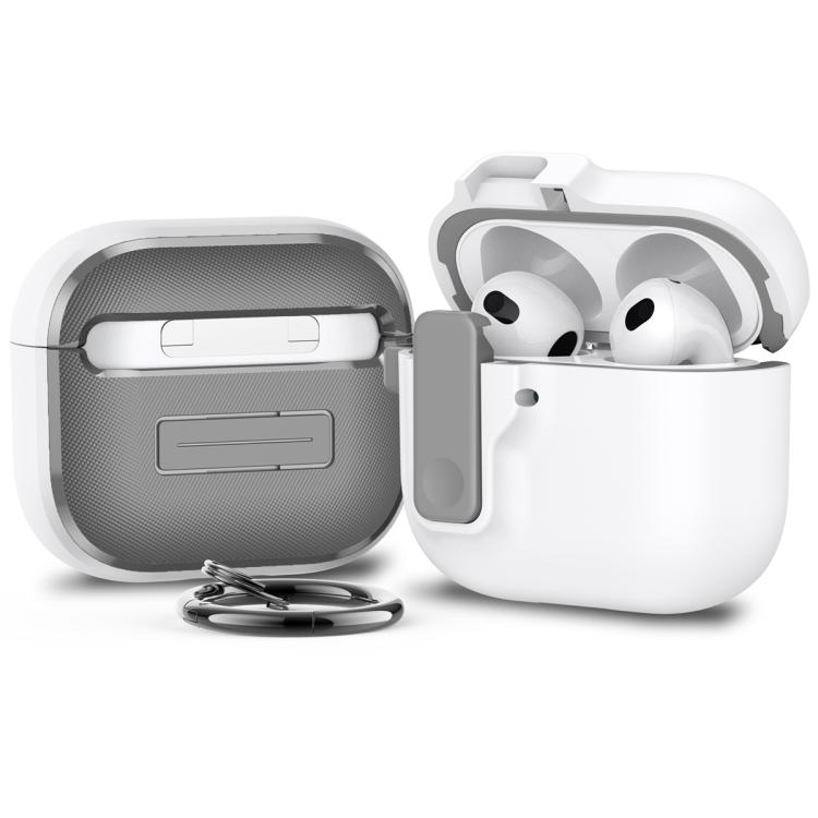 For AirPods 4 Automatic Switch Lock Bluetooth Earphone Shockproof Protective Case(White)