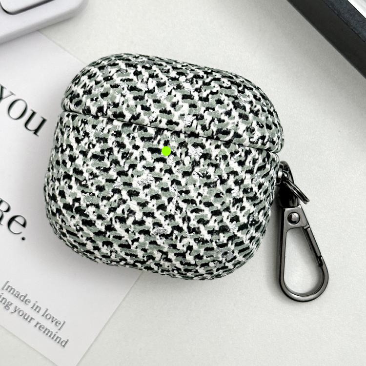 For AirPods 4 Camouflage Texture Earbuds Box PC Case with Hook(Light Green)