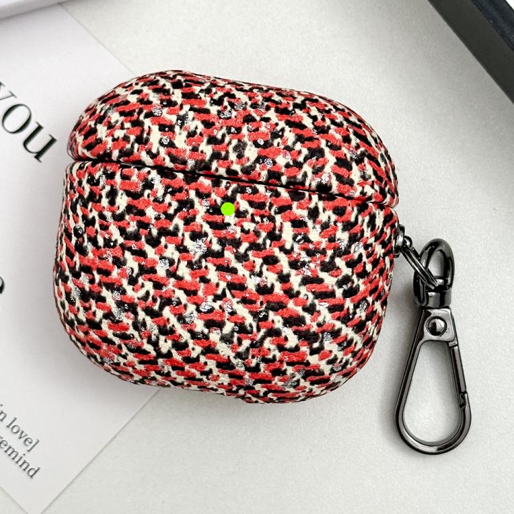 For AirPods 4 Camouflage Texture Earbuds Box PC Case with Hook(Red)