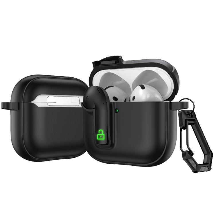 For AirPods 4 Colorful Lock Earphones Protective Case(Black)