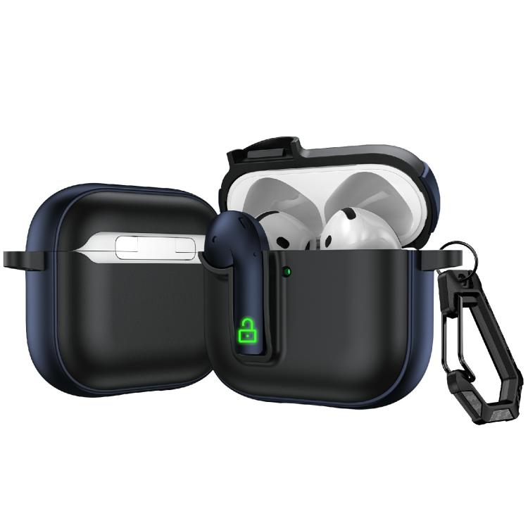For AirPods 4 Colorful Lock Earphones Protective Case(Navy Blue)