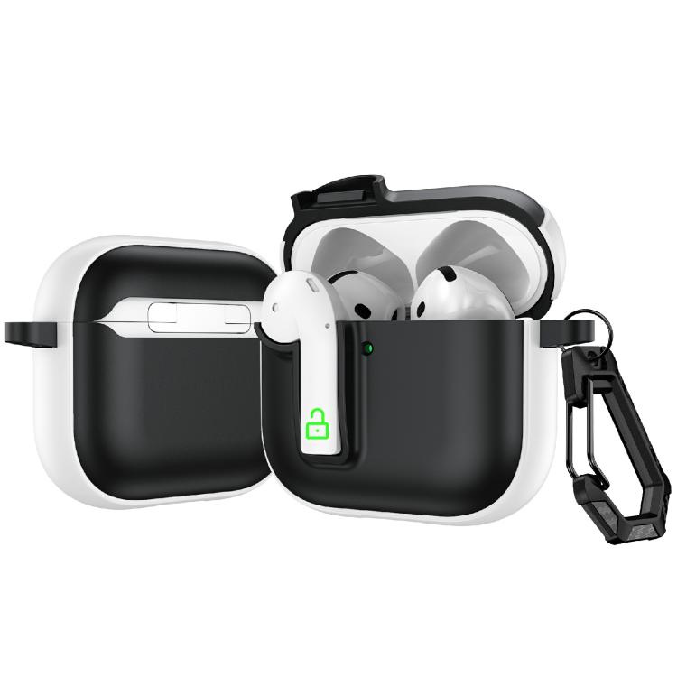 For AirPods 4 Colorful Lock Earphones Protective Case(White)