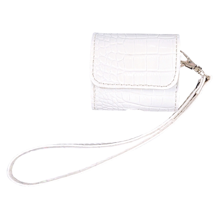 For AirPods 4 Crocodile Texture Earphones Protective Case(White)