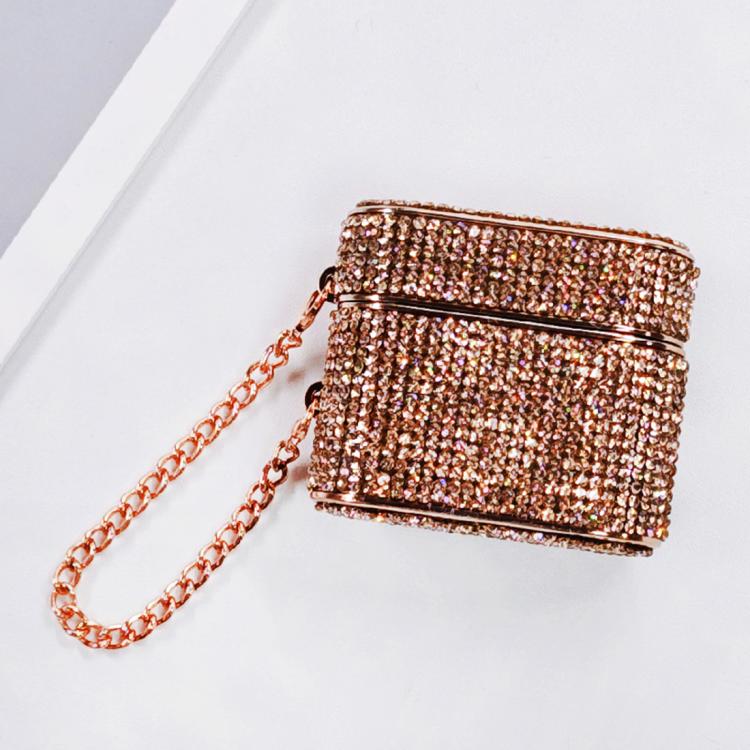 For AirPods 4 Cylindrical Diamond Bluetooth Earphone Protective Case(Rose Gold)