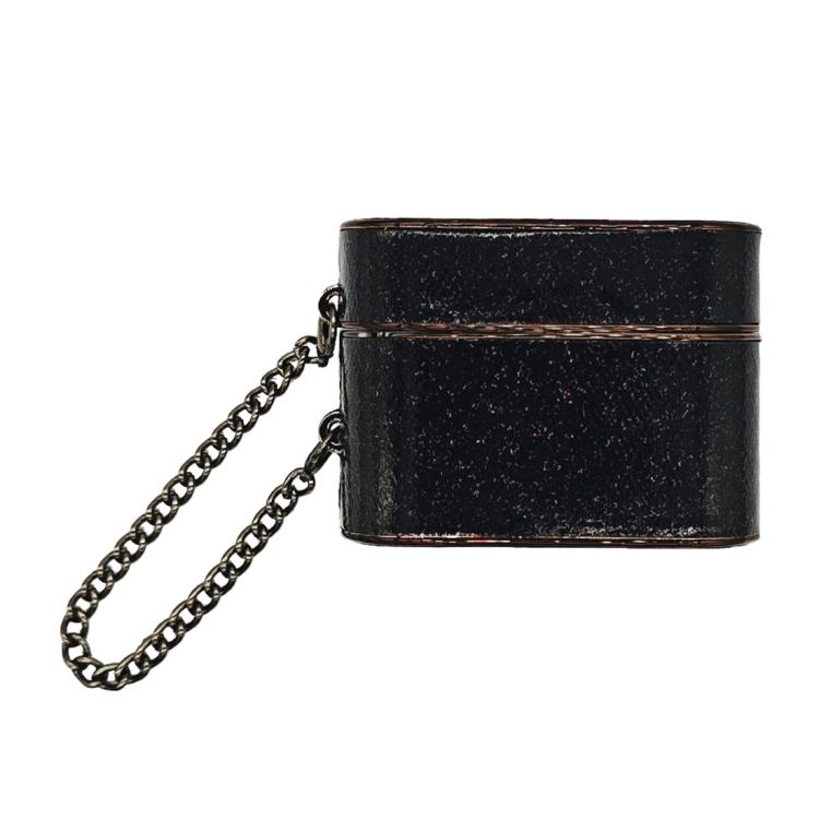 For AirPods 4 Cylindrical Glitter Leather Texture Bluetooth Earphone Protective Case(Black)