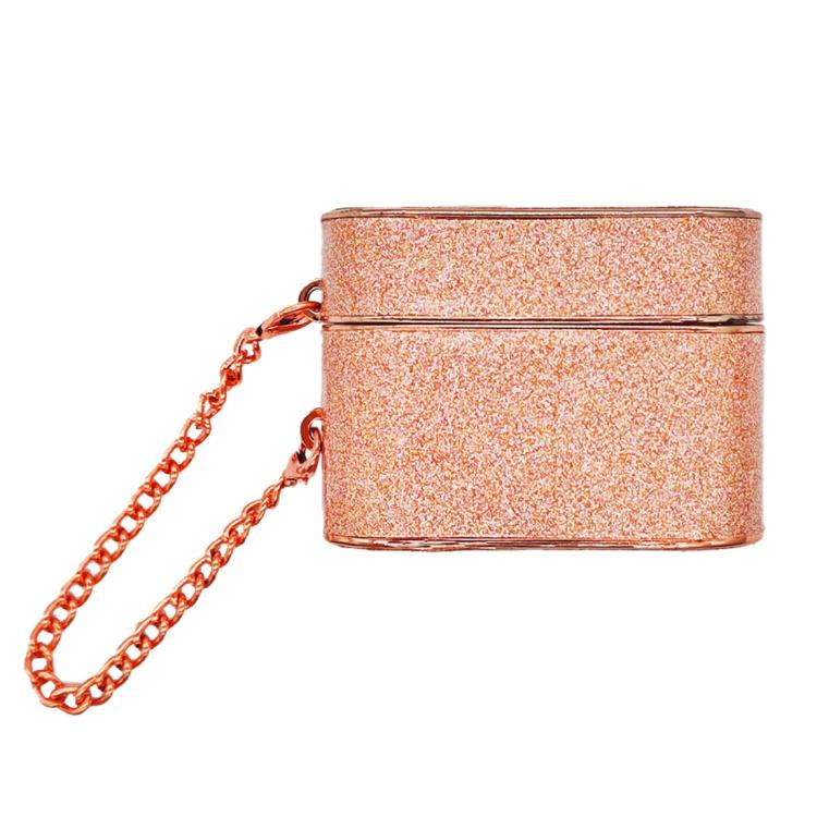 For AirPods 4 Cylindrical Glitter Leather Texture Bluetooth Earphone Protective Case(Rose Gold)
