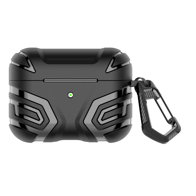 For AirPods 4 Earbuds TPU Cover Case Vanguard Armor Storage Box(Black)