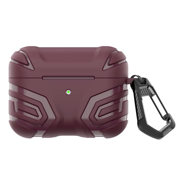 For AirPods 4 Earbuds TPU Cover Case Vanguard Armor Storage Box(Purple Red)