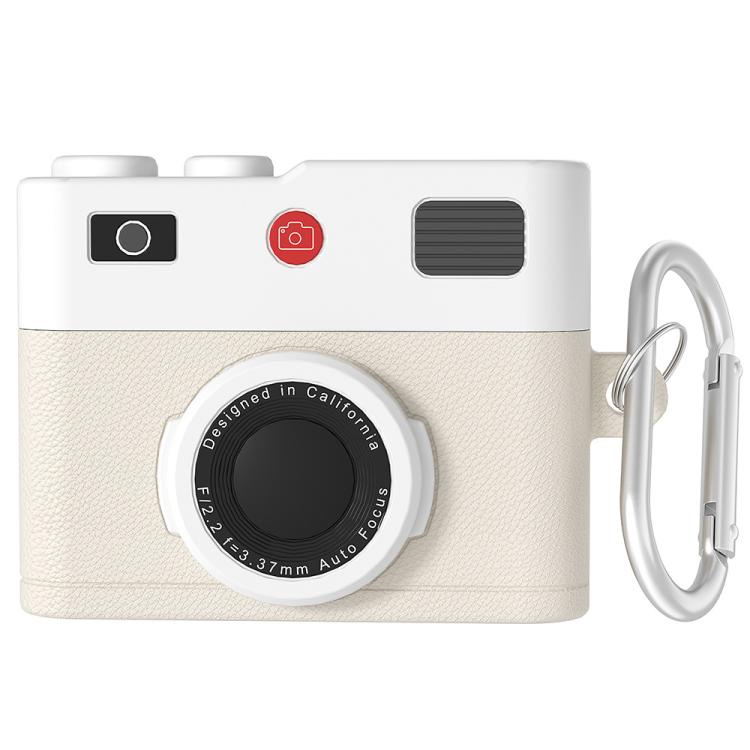For AirPods 4 Earphone Silicone Retro Camera Design Cover Protective Case(Beige)