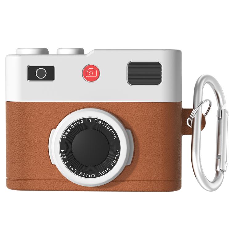 For AirPods 4 Earphone Silicone Retro Camera Design Cover Protective Case(Brown)