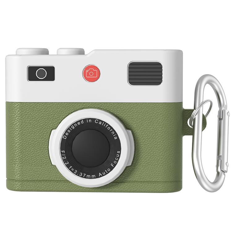 For AirPods 4 Earphone Silicone Retro Camera Design Cover Protective Case(Green)