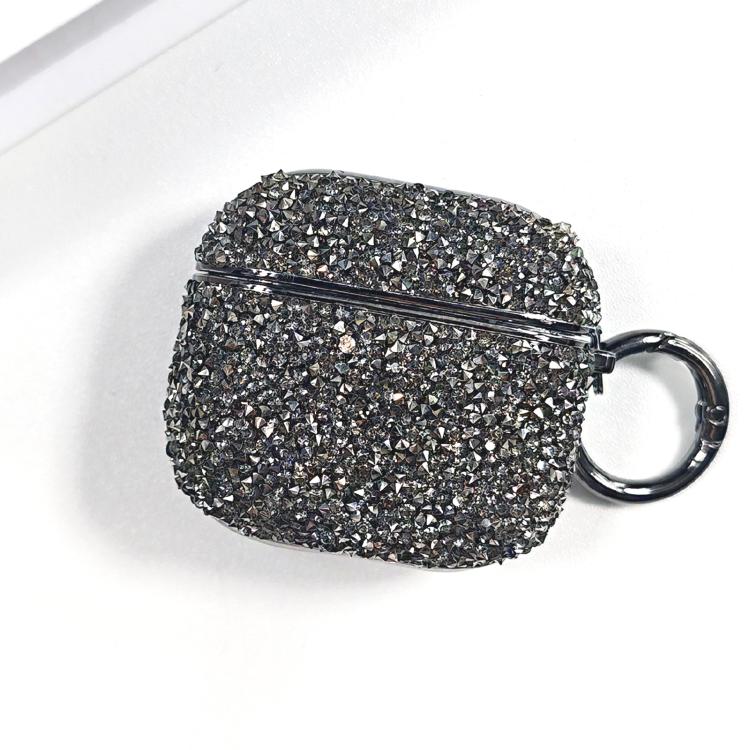 For AirPods 4 Electroplating Glitter Diamond Wireless Earphone Protective Case(Black)