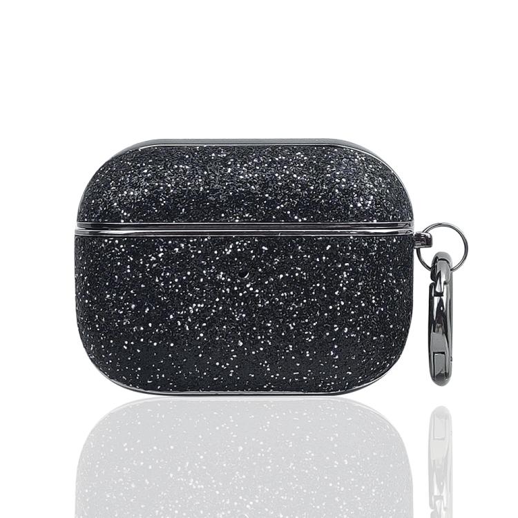 For AirPods 4 Electroplating Glitter Powder Wireless Earphone Protective Case(Black)