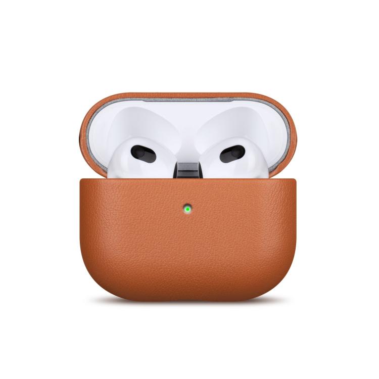 For AirPods 4 Full-grain Genuine Leather Earbuds Protective Case(Brown)