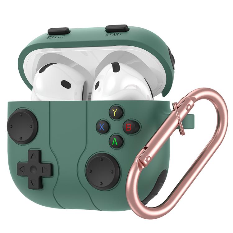 For AirPods 4 Game Console Style Wireless Earphone Silicone Case(Pine Green)