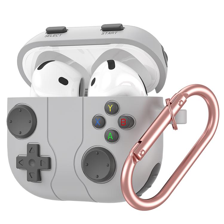 For AirPods 4 Game Console Style Wireless Earphone Silicone Case(Rock Grey)