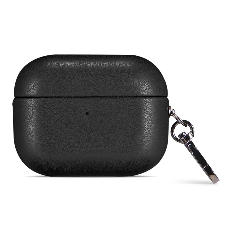 For AirPods 4 Gloss Oil PU Leather Wireless Bluetooth Earphone Protective Case(Black)
