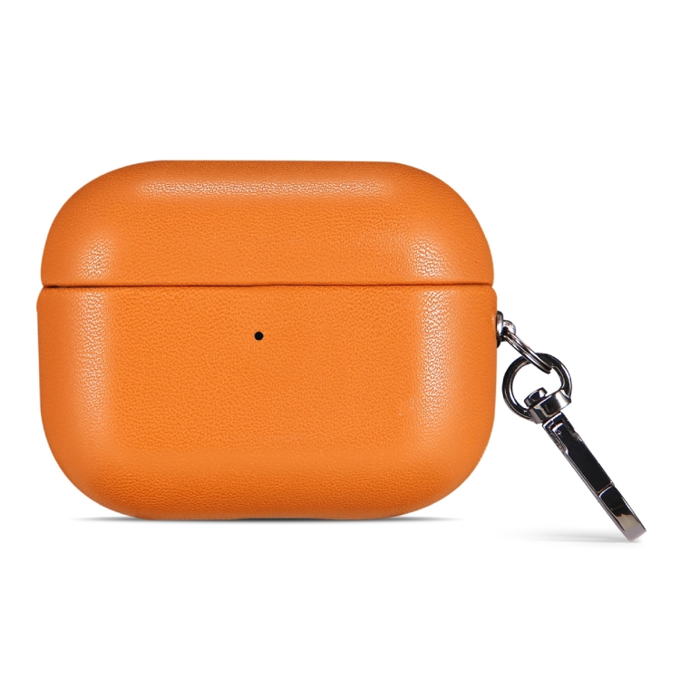 For AirPods 4 Gloss Oil PU Leather Wireless Bluetooth Earphone Protective Case(Golden Brown)