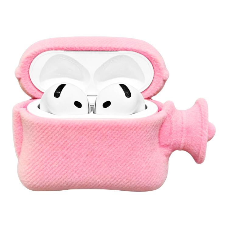 For AirPods 4 Hand Warmer Plush Earphone Protective Case with Keychain(Pink)