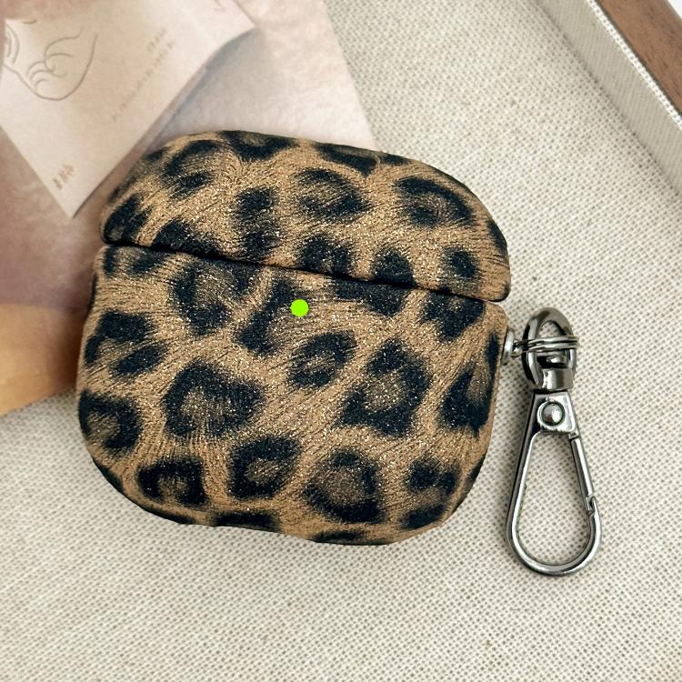 For AirPods 4 Leopard Texture Wireless Earphone PC Case(Brown)