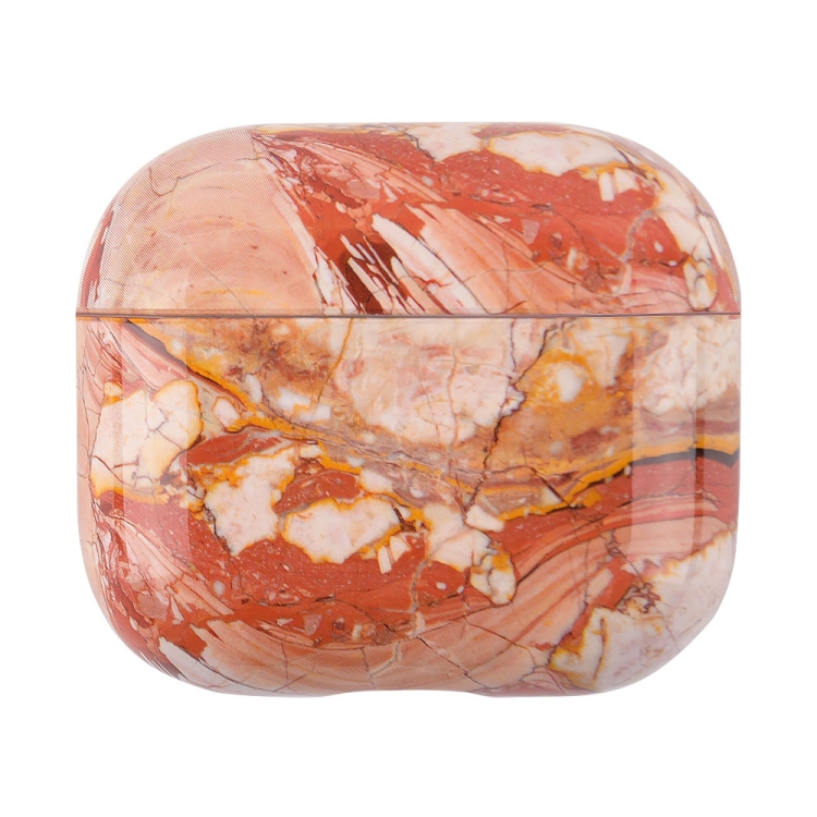For AirPods 4 Marble Pattern TPU Earphones Protective Case(Orange S06)