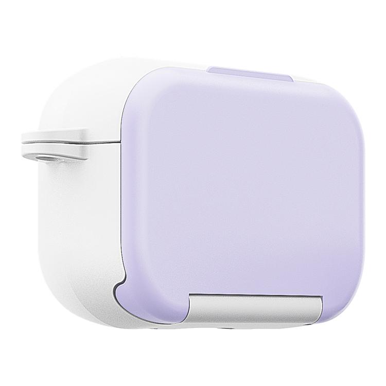 For AirPods 4 Mirror Stand Silicone Earphones Protective Case(Purple)