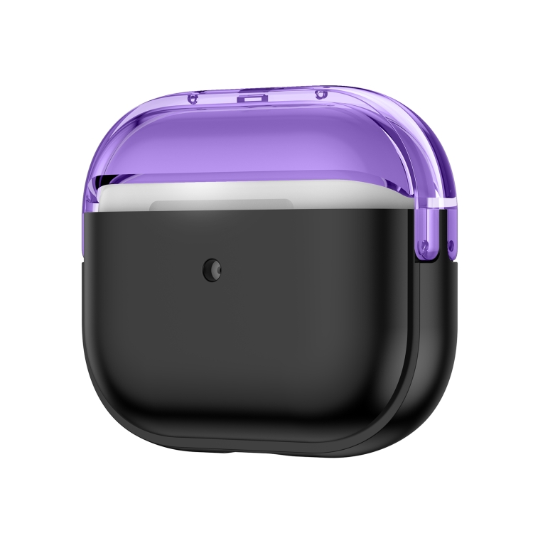 For AirPods 4 Moonlight Box TPU Shockproof Earphone Protective Case(Transparent Purple + Black)