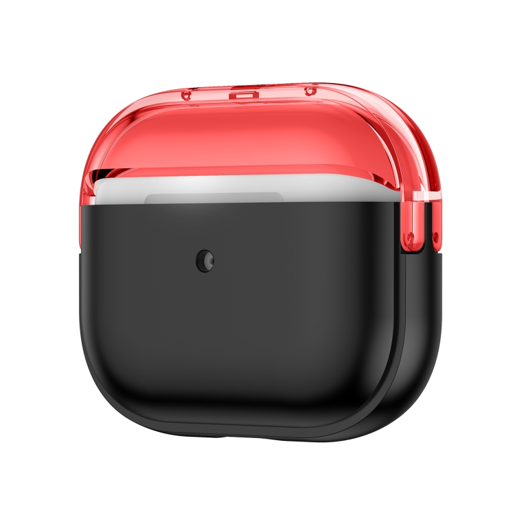 For AirPods 4 Moonlight Box TPU Shockproof Earphone Protective Case(Transparent Red + Black)