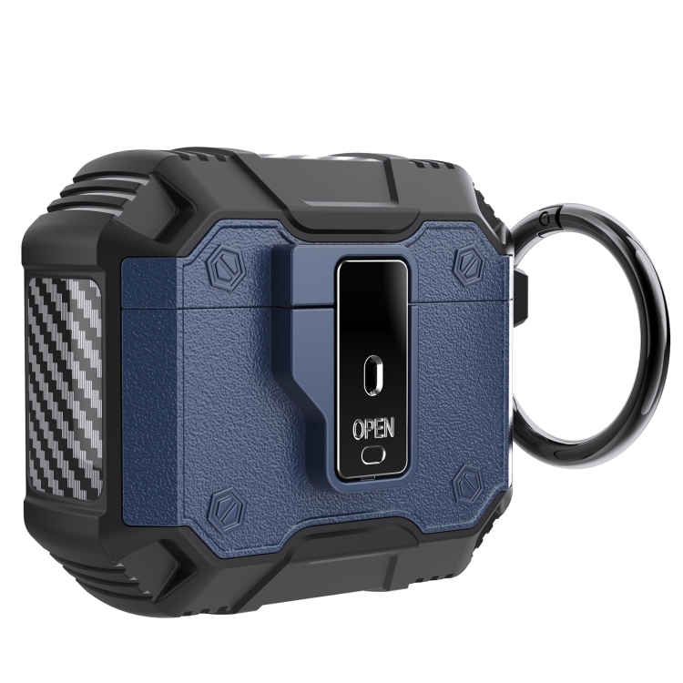 For AirPods 4 Non-slip Armor Shockproof Earphones Case with Hook(Blue)
