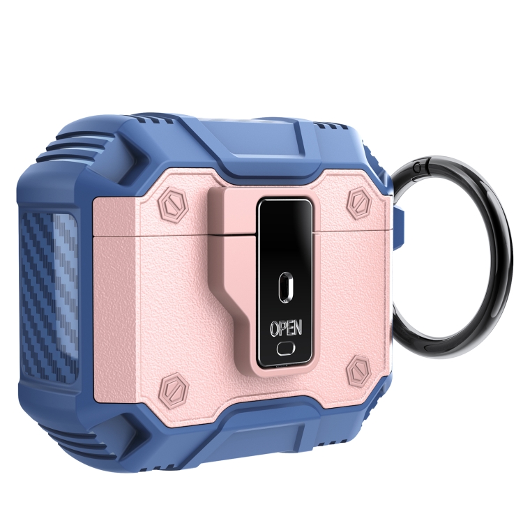 For AirPods 4 Non-slip Armor Shockproof Earphones Case with Hook(Rose Gold)