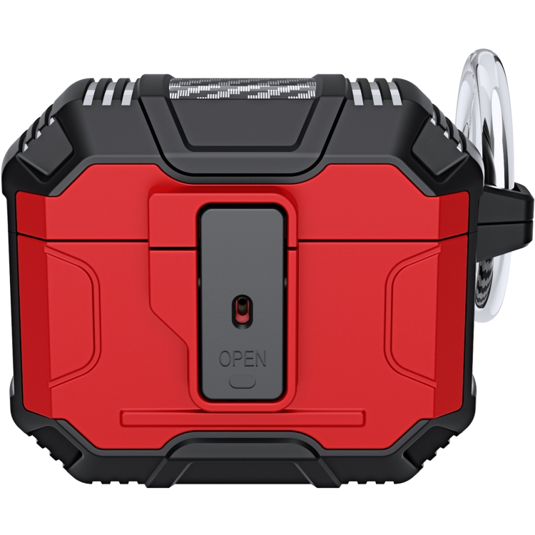For AirPods 4 Non-slip TPU+PC Shockproof Earphones Case with Hook(Red)