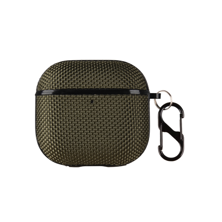 For AirPods 4 Nylon Waterproof Wireless Earphone One-piece Case with Hook(Army Green)