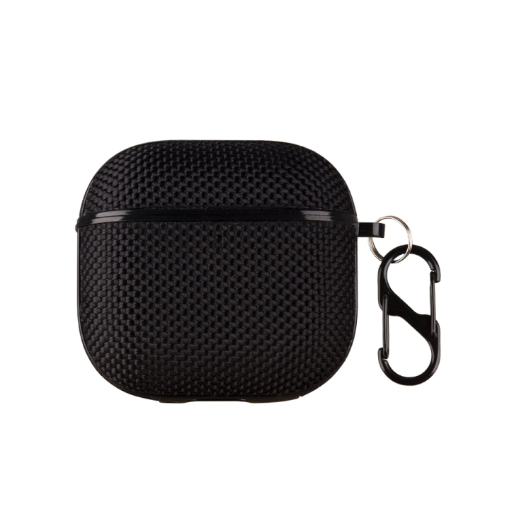 For AirPods 4 Nylon Waterproof Wireless Earphone One-piece Case with Hook(Black)
