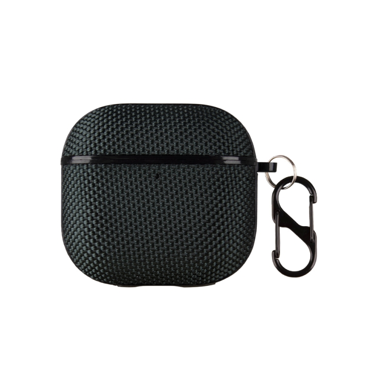 For AirPods 4 Nylon Waterproof Wireless Earphone One-piece Case with Hook(Dark Green)