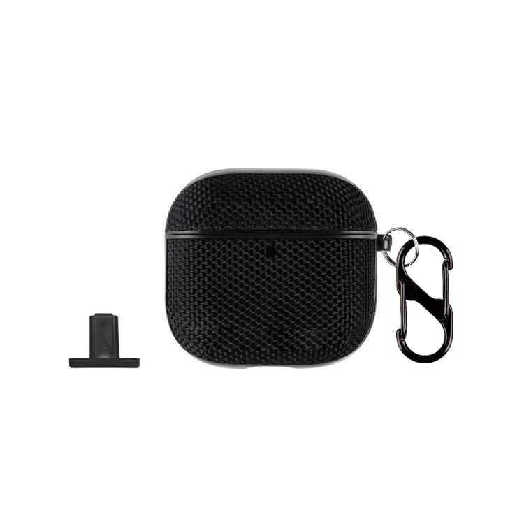 For AirPods 4 Nylon Waterproof Wireless Earphone Split-type Case with Hook(Black)