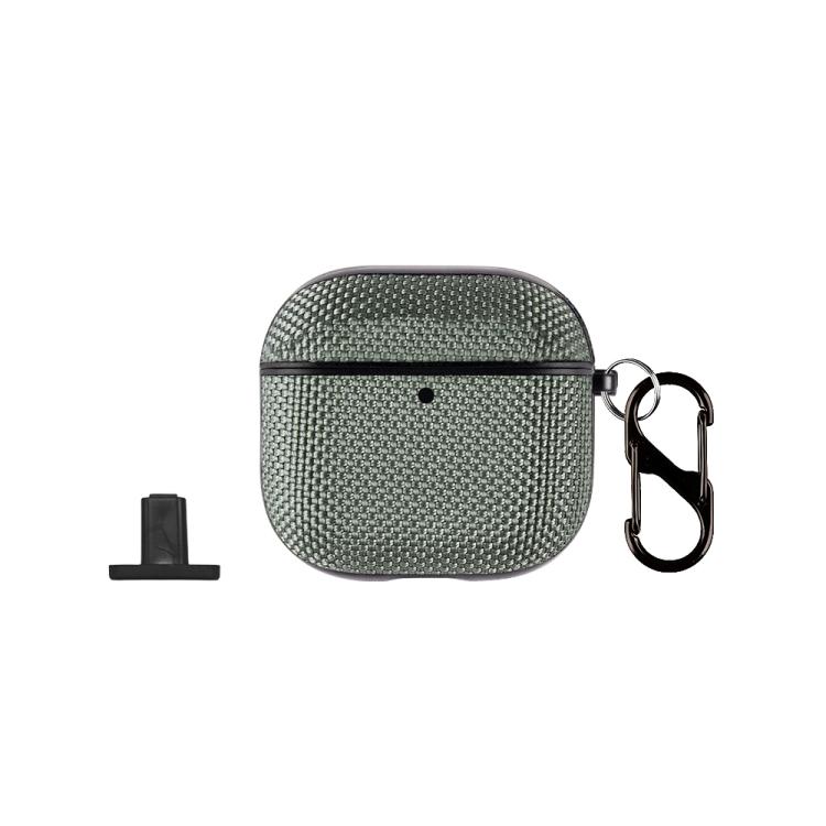 For AirPods 4 Nylon Waterproof Wireless Earphone Split-type Case with Hook(Grey)