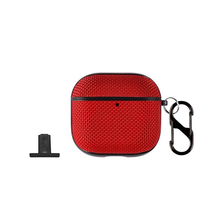 For AirPods 4 Nylon Waterproof Wireless Earphone Split-type Case with Hook(Red)