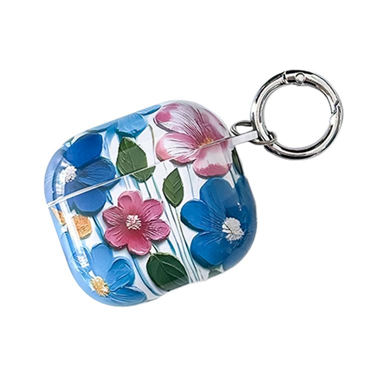 For AirPods 4 Oil Painting TPU Water Sticker Earphone Case(Dark Blue)