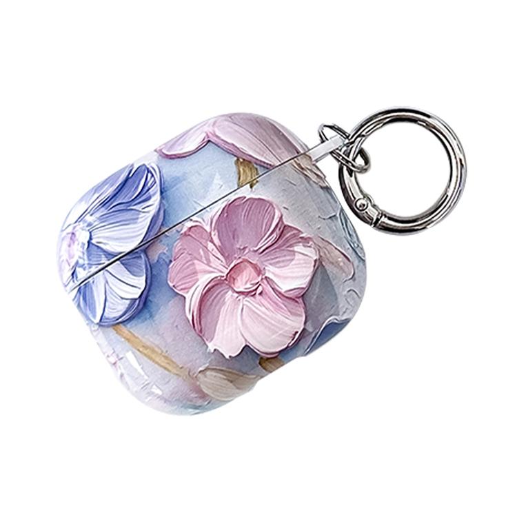For AirPods 4 Oil Painting TPU Water Sticker Earphone Case(Light Blue)
