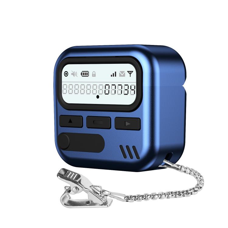 For AirPods 4 Retro Pager Style Earphone Protective Cover with Metal Chain(Blue)