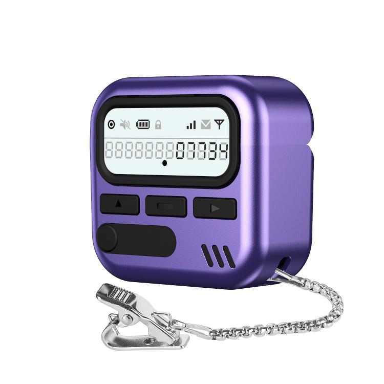 For AirPods 4 Retro Pager Style Earphone Protective Cover with Metal Chain(Purple)