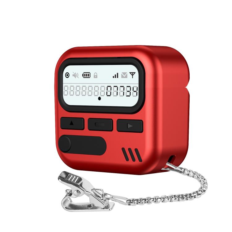 For AirPods 4 Retro Pager Style Earphone Protective Cover with Metal Chain(Red)