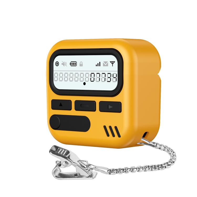 For AirPods 4 Retro Pager Style Earphone Protective Cover with Metal Chain(Yellow)