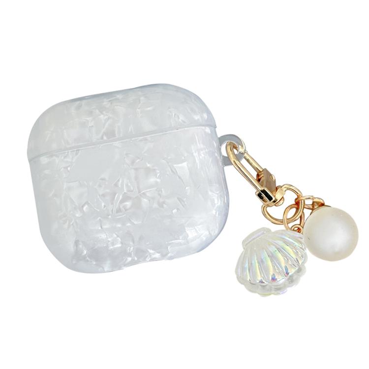 For AirPods 4 Shell Texture Pearl Hanging Buckle Earphone Case(Colorful)