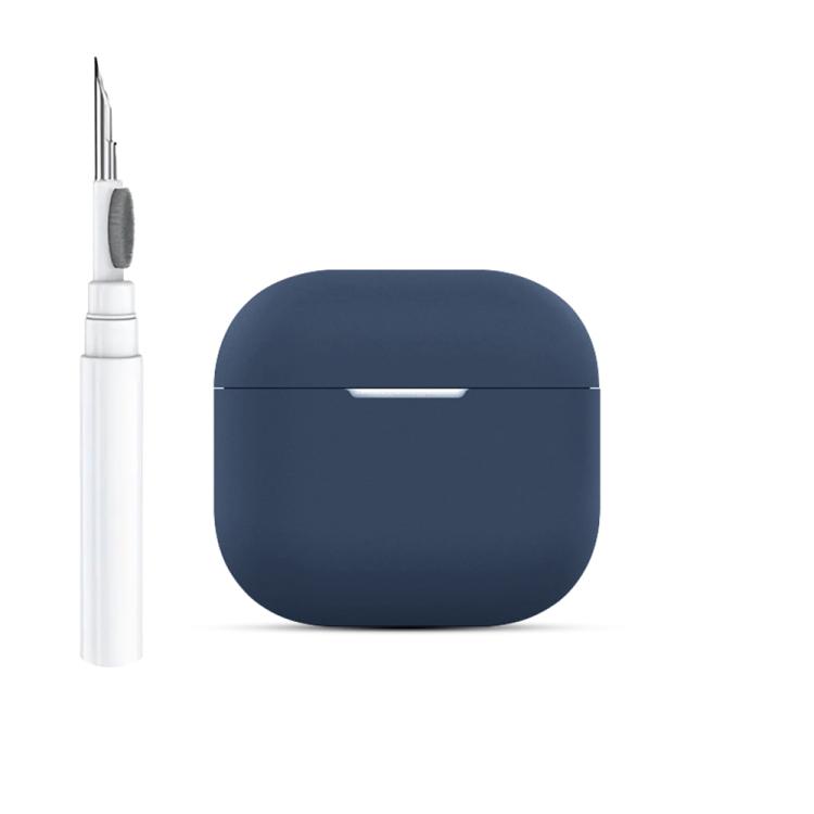 For AirPods 4 Silicone Buckleless Earphone Protective Case with Cleaning Pen(Midnight Blue)