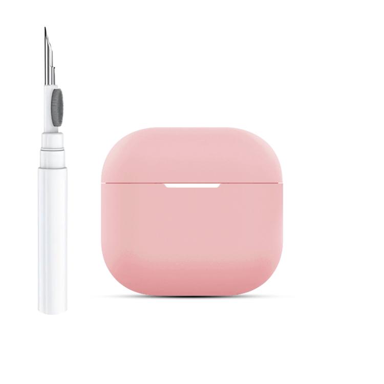For AirPods 4 Silicone Buckleless Earphone Protective Case with Cleaning Pen(Pink)