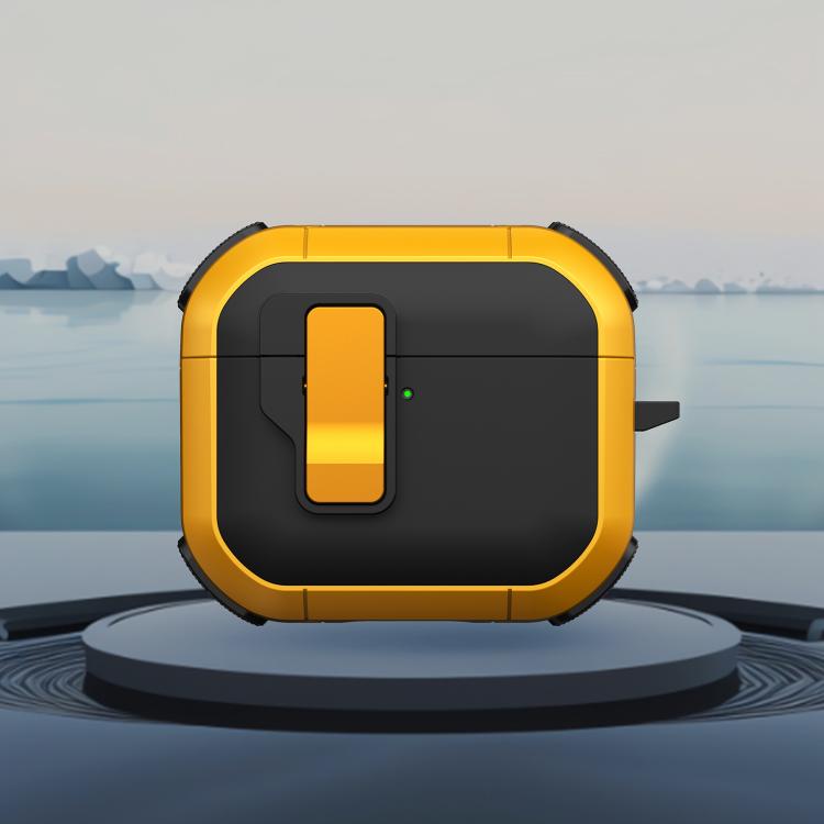 For AirPods 4 Starship Wireless Earphones Case with Magnetic Switch(Black Yellow)