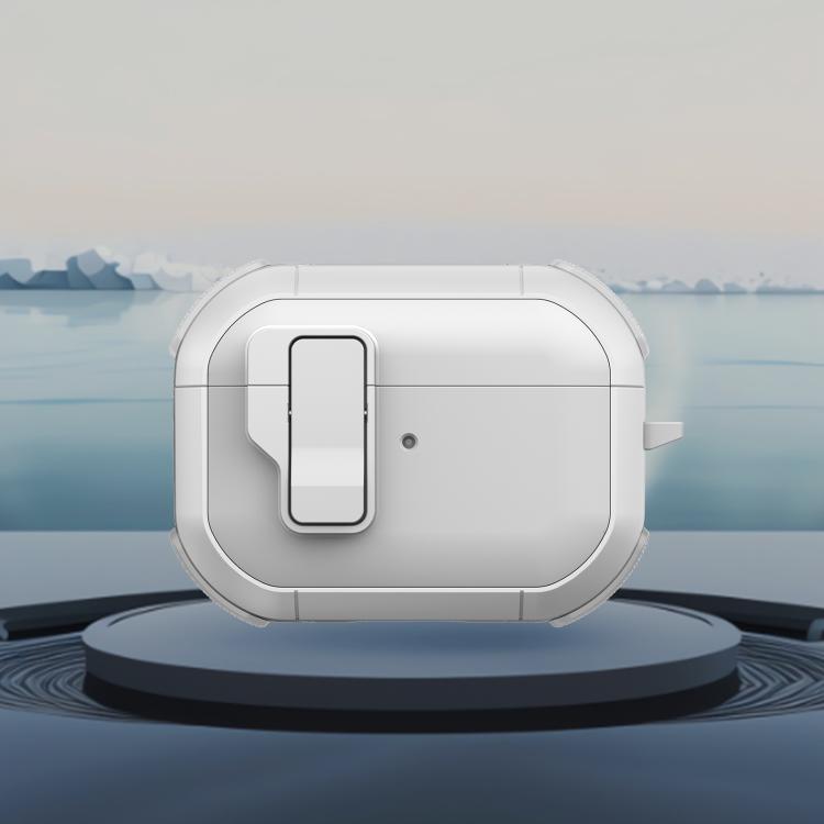 For AirPods 4 Starship Wireless Earphones Case with Magnetic Switch(White)