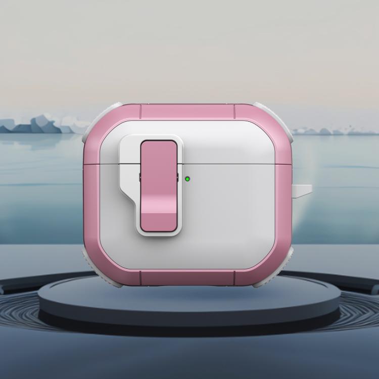 For AirPods 4 Starship Wireless Earphones Case with Magnetic Switch(White Pink)